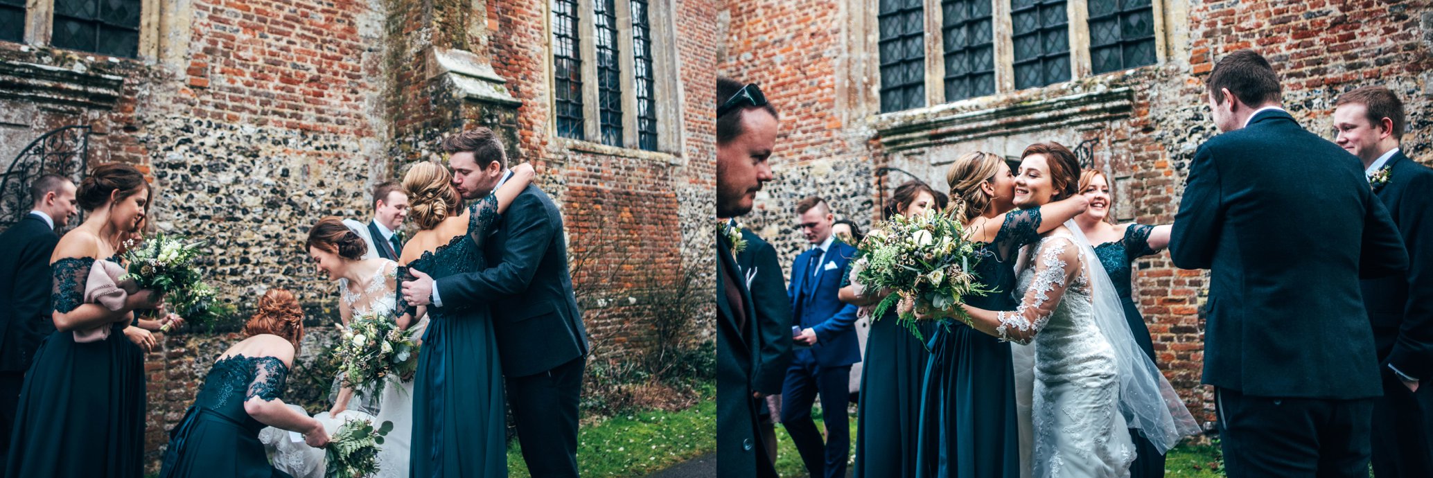 Winter Wedding with Hunter Green and Navy Blues, Bride &amp; Groom include their cat! Essex Documentary Wedding Photographer