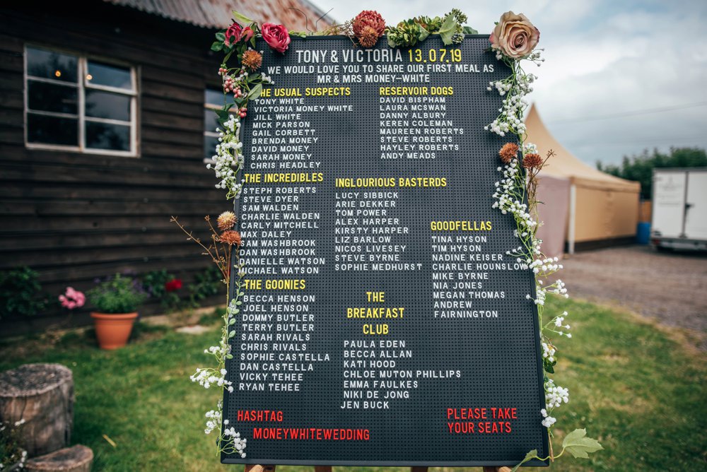 Lush, Vibrant Reds and Tweed for a Movie inspired Barn wedding at The House Meadow with Bridesmaids in Jumpsuits and a Festival Vibe. Essex Documentary Wedding Photographer