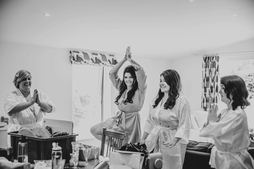 A Sage, Grey &amp; White Festival Wedding with Brass detail at Lodge Farm, Lindsey. Tattooed Bride and Dog in a bow tie. Essex Documentary Wedding Photographer