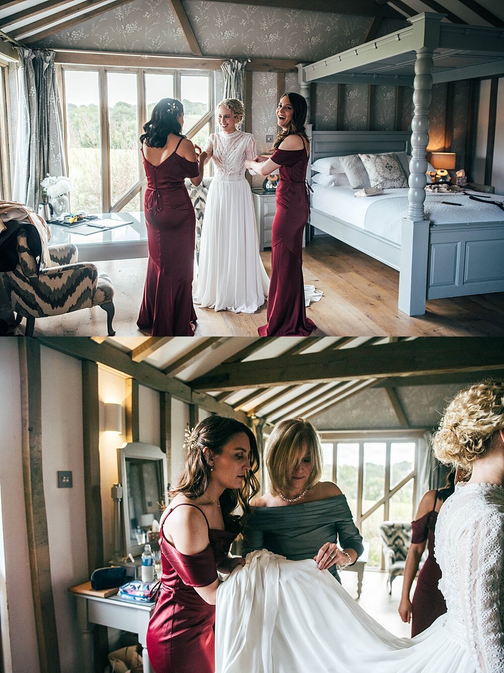 Autumn barn wedding at Crondon Park with rich reds and an ethereal Pronovias gown with Game of Throne vibes! Essex Documentary Wedding Photographer