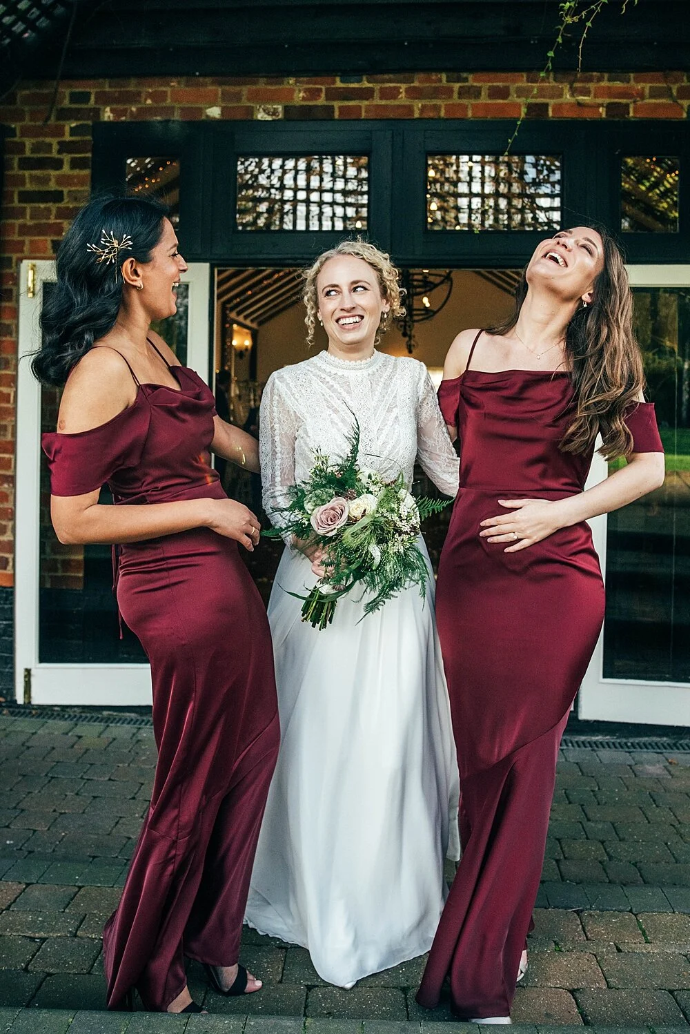 Autumn barn wedding at Crondon Park with rich reds and an ethereal Pronovias gown with Game of Throne vibes! Essex Documentary Wedding Photographer