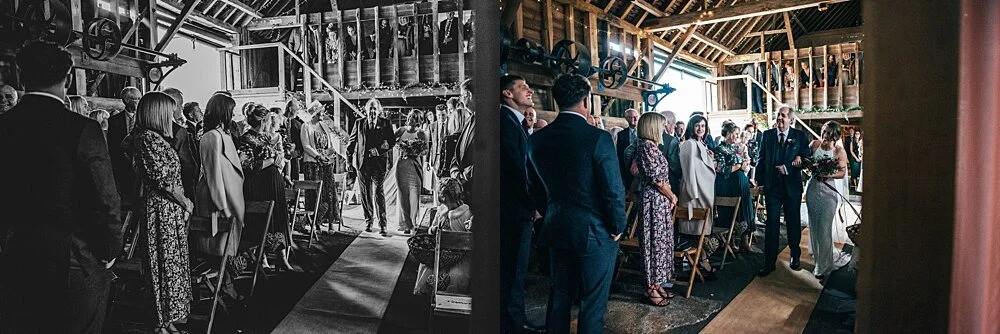 Autumn reds at The Barns at Lodge Farm with pet doggies, Irish folk music, cheesecake & budgie smugglers. Bride wears Rosa Clara & Valentino. Essex Documentary Wedding Photographer