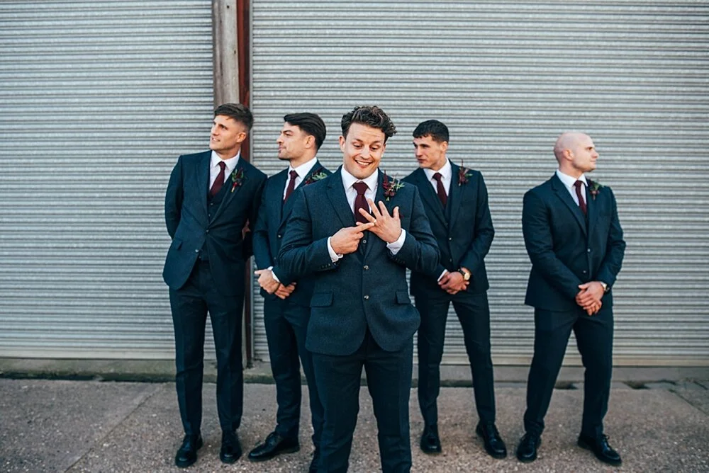 Autumn reds at The Barns at Lodge Farm with pet doggies, Irish folk music, cheesecake & budgie smugglers. Bride wears Rosa Clara & Valentino. Essex Documentary Wedding Photographer