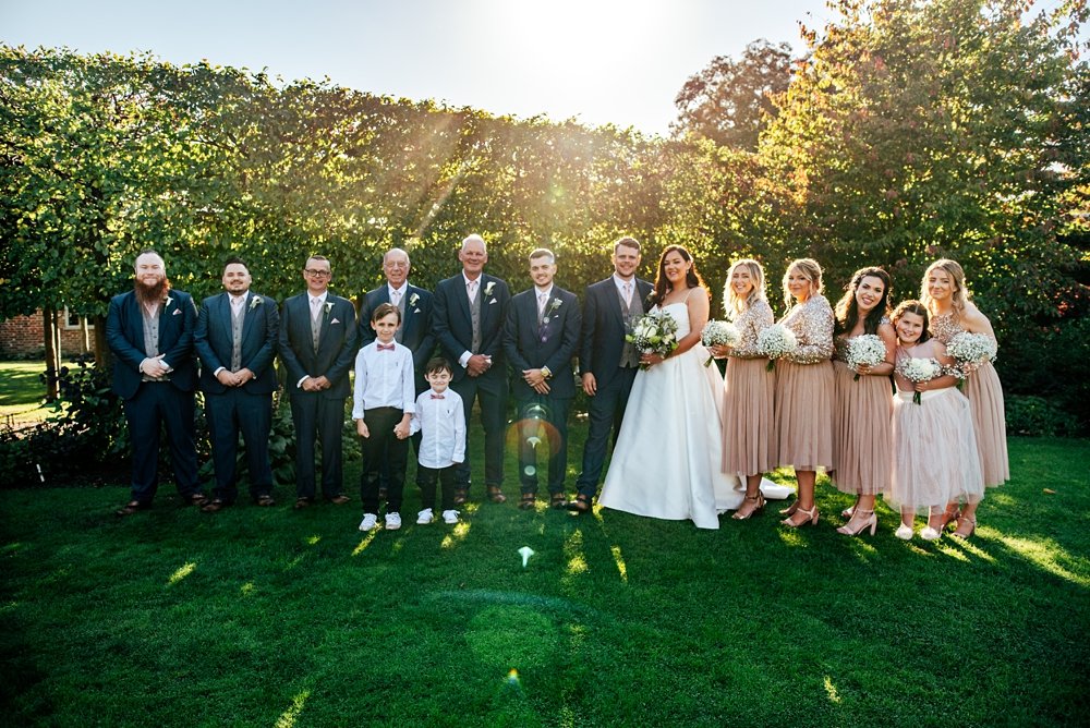 Classic Luxe Glamour for Autumnal wedding at Braxted Park. Bride in Nicola Anne &amp; Bridesmaids in Blush sequins. Essex Documentary Wedding Photographer.