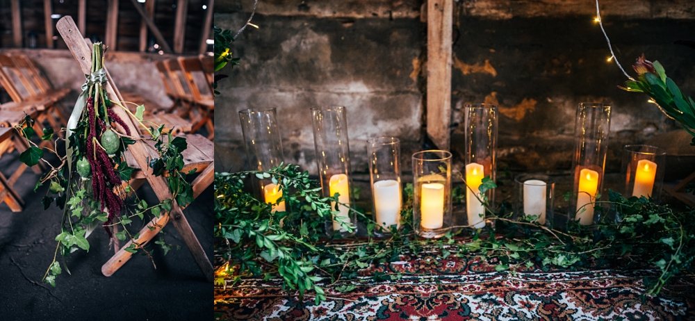 Dark Autumn Luxe with Reds, Navy's and Silvers, oversized bouquets &amp; an explosion of seasonal flora &amp; fauna for this Lodge Barn Farm wedding. Essex Documentary Wedding Photographer.