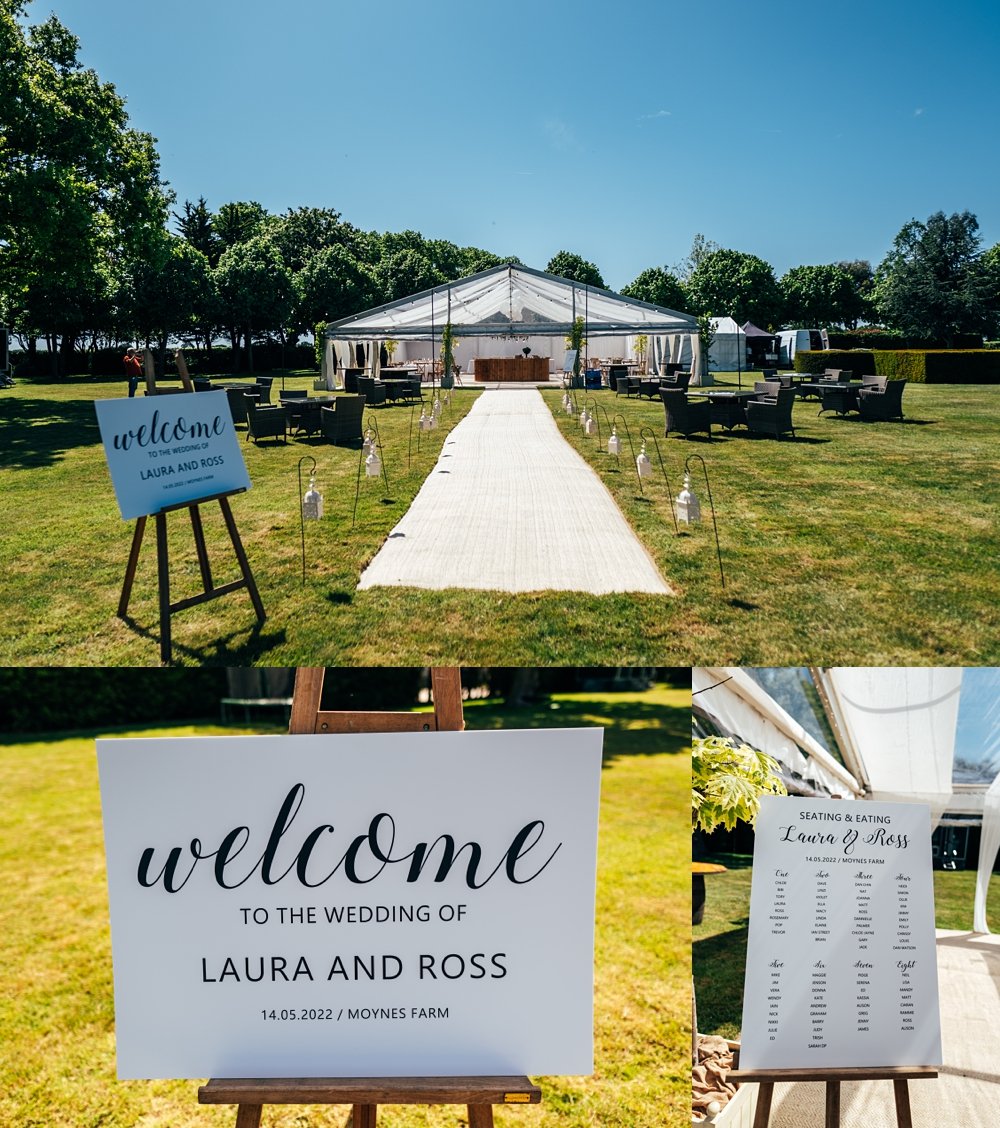 Outdoor, back garden, marquee wedding with statement Spring flower arch &amp; chandelier Essex documentary wedding photographer