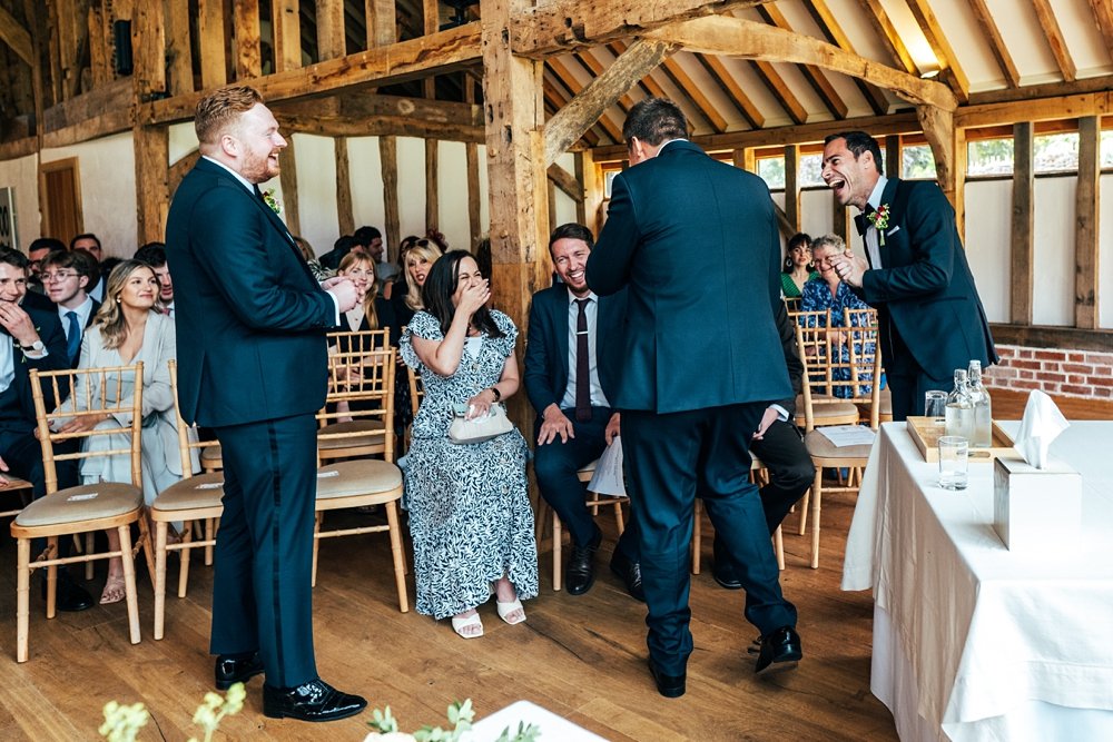 Black tie &amp; Spring brights for an elegant, yet playful Blake Hall barn wedding. Best Essex documentary wedding photographer