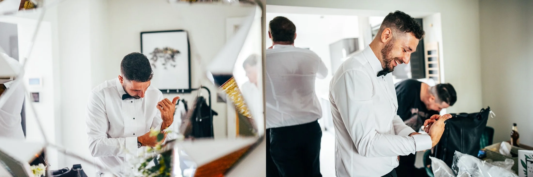 Delicate sage &amp; white paired with black tie for an early Autumn barn wedding at The White Hart, Great Yeldham. Essex documentary wedding photographer