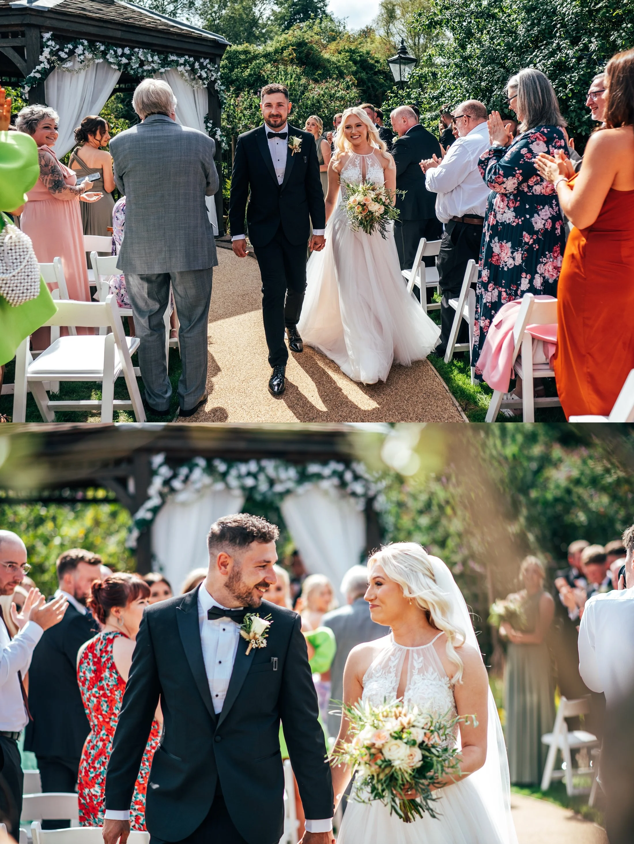 Delicate sage &amp; white paired with black tie for an early Autumn barn wedding at The White Hart, Great Yeldham. Essex documentary wedding photographer