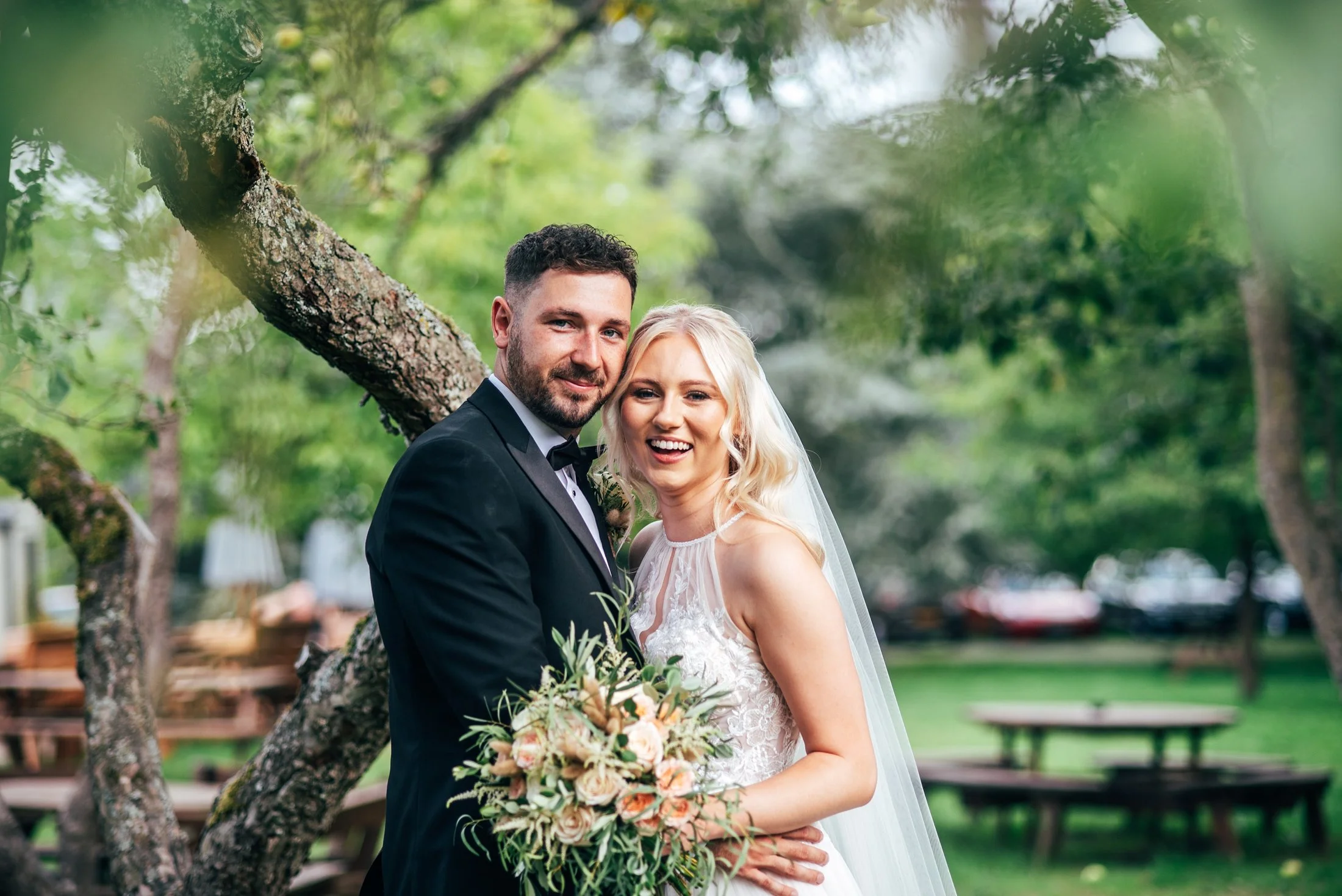 Delicate sage &amp; white paired with black tie for an early Autumn barn wedding at The White Hart, Great Yeldham. Essex documentary wedding photographer