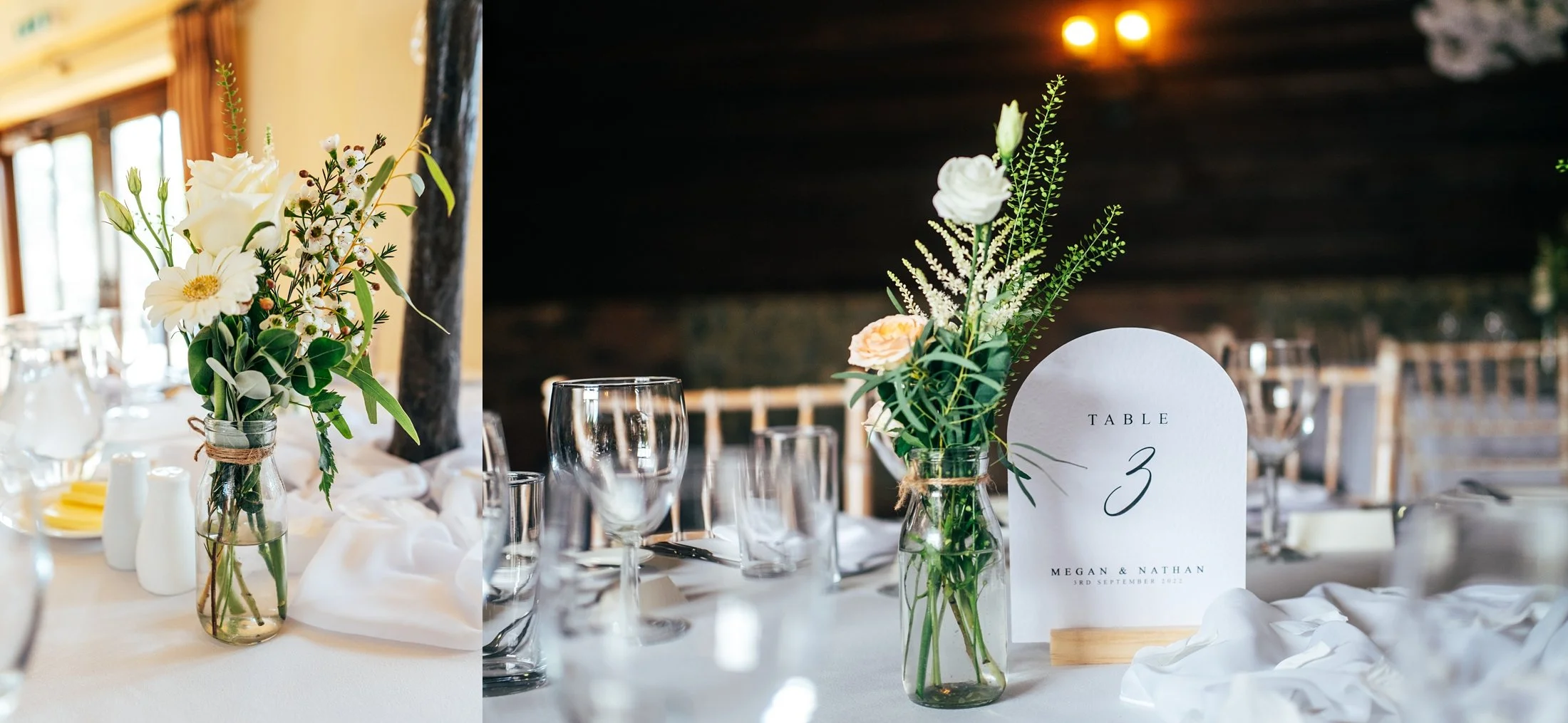 Delicate sage &amp; white paired with black tie for an early Autumn barn wedding at The White Hart, Great Yeldham. Essex documentary wedding photographer