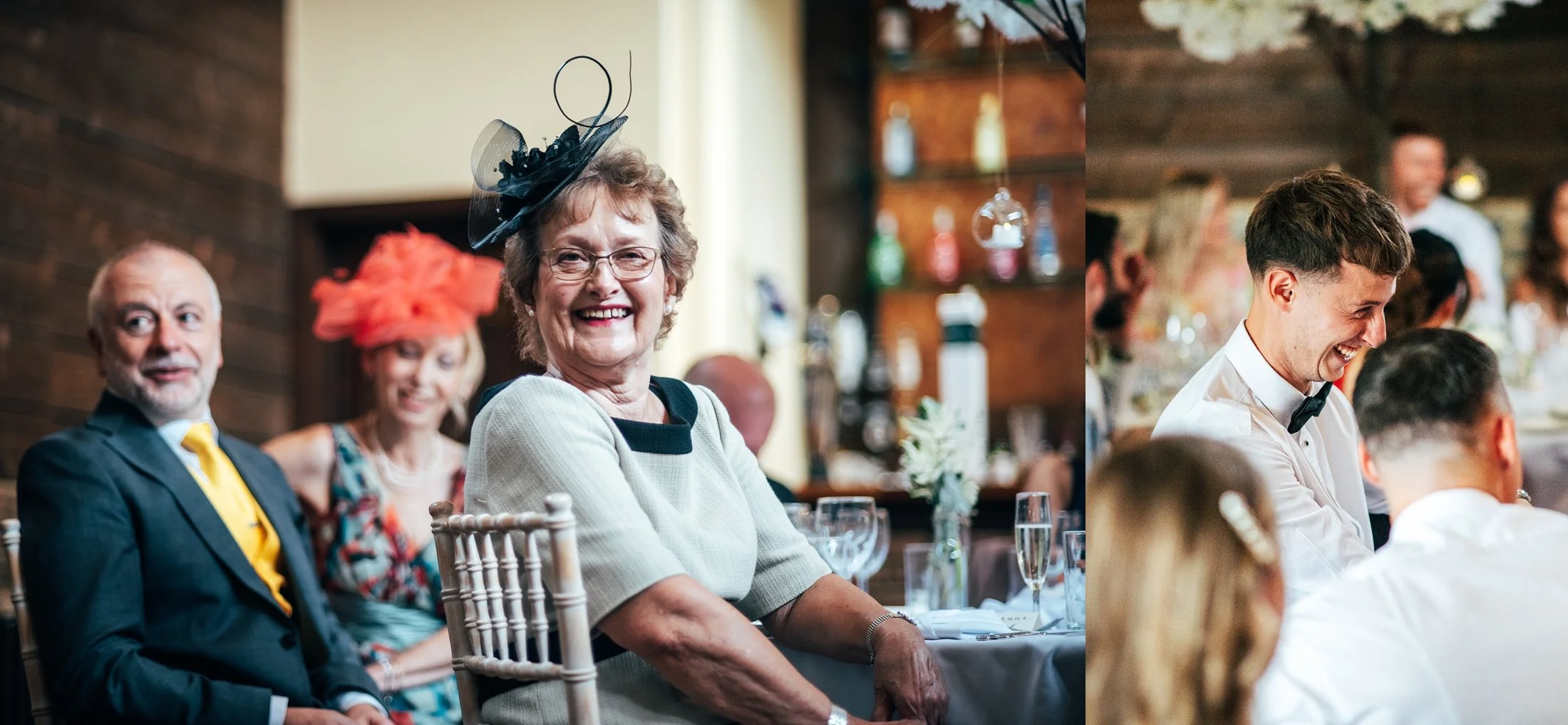 Delicate sage &amp; white paired with black tie for an early Autumn barn wedding at The White Hart, Great Yeldham. Essex documentary wedding photographer