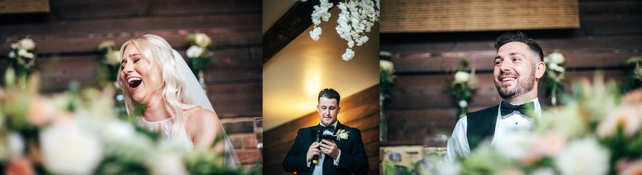 Delicate sage &amp; white paired with black tie for an early Autumn barn wedding at The White Hart, Great Yeldham. Essex documentary wedding photographer