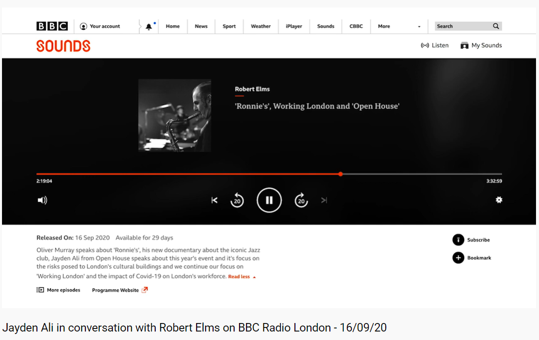 Jayden Ali in conversation with Robert Elms on BBC Radio London