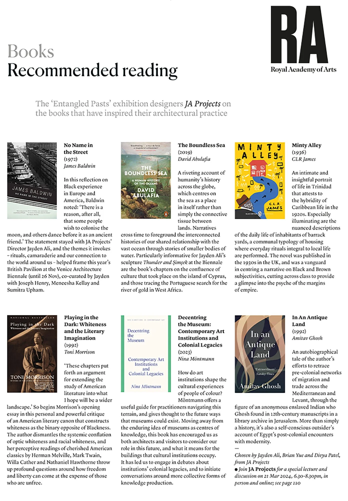 JA Projects in RA Winter Magazine 