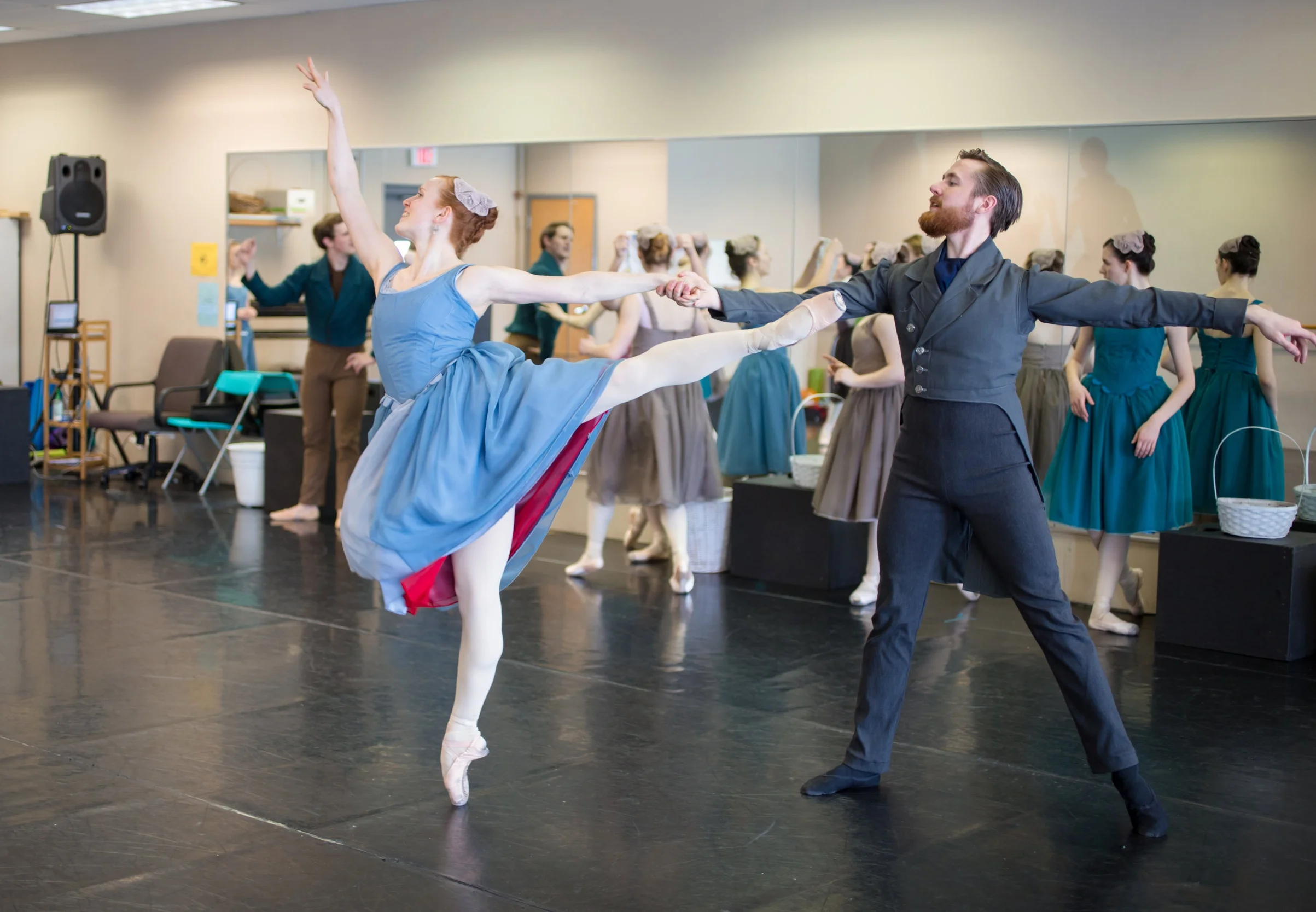 Lorianne Barclay with Samuel Opsal in rehearsal for Scarlet .