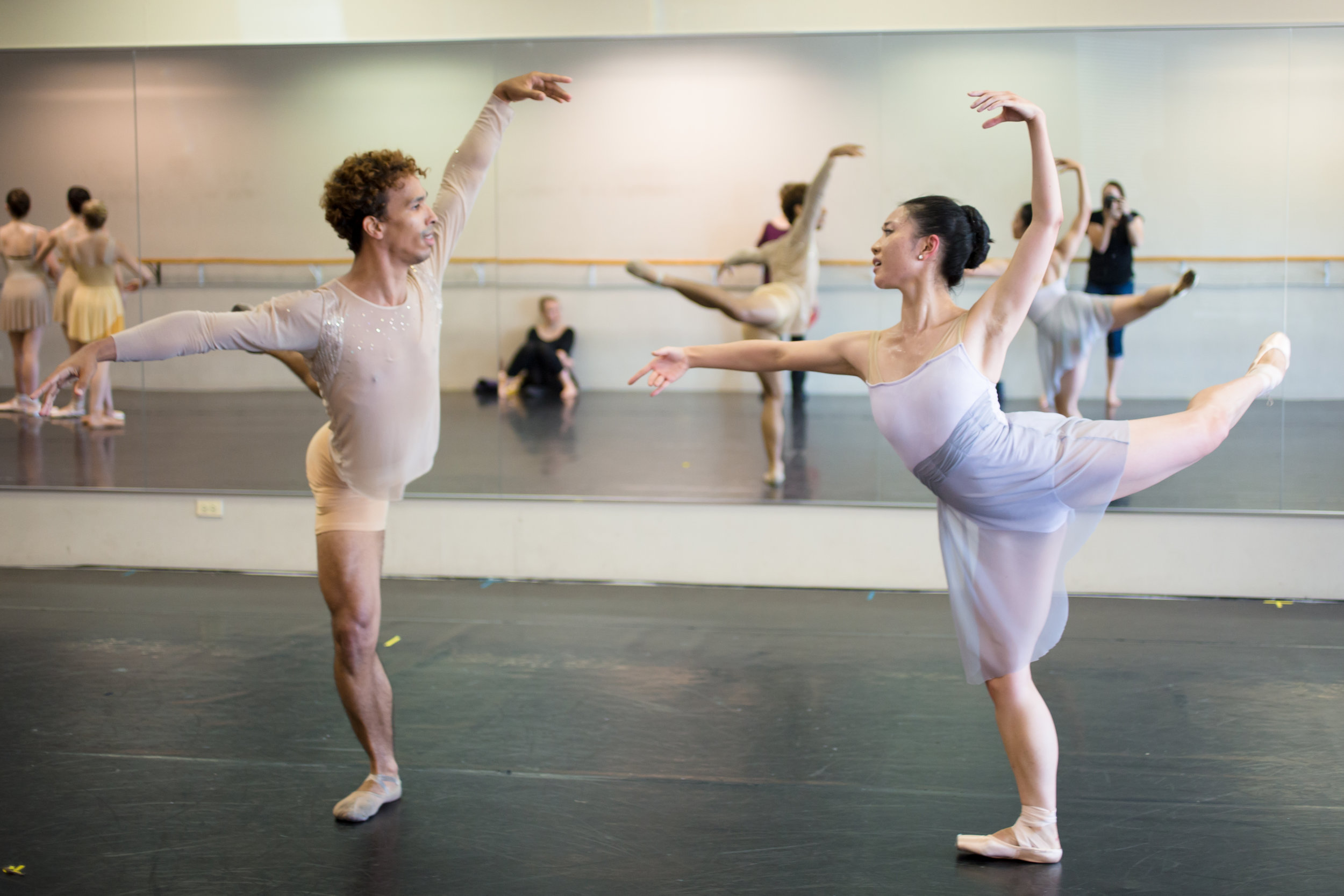 Lead Artists Antonio Rosario and Stephanie Joe rehearsing the roles of George MacDonald and The Narrator in The Space in Between .