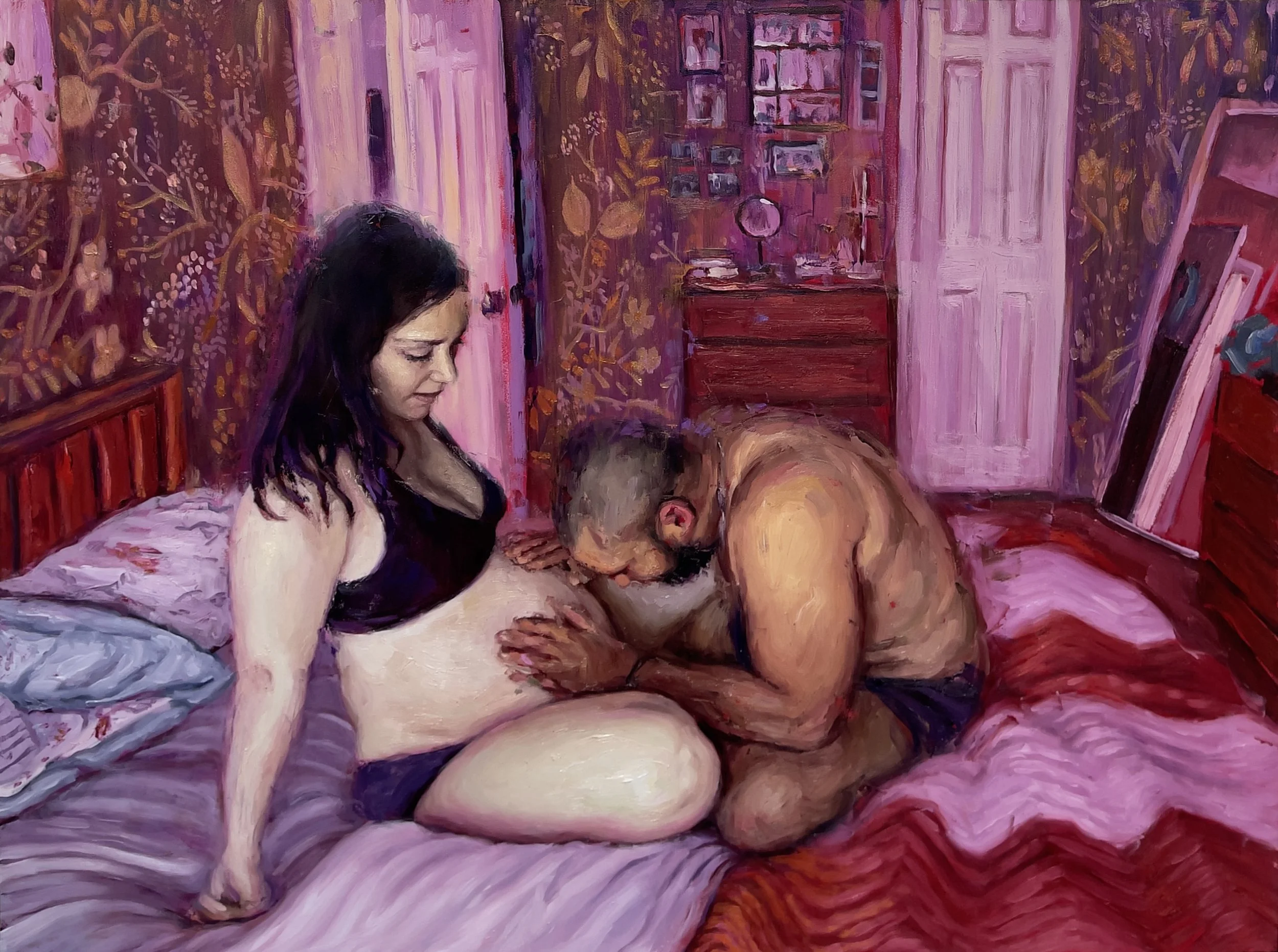 Bump Bonding, 2025, Oil on Panel, 18 x 24”