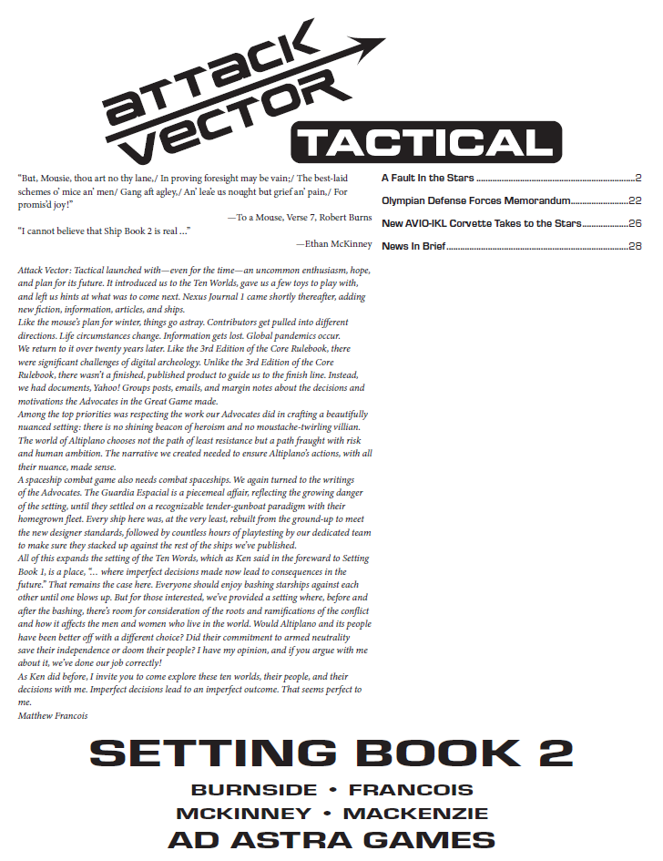 Attack Vector: Tactical: Setting Book 2