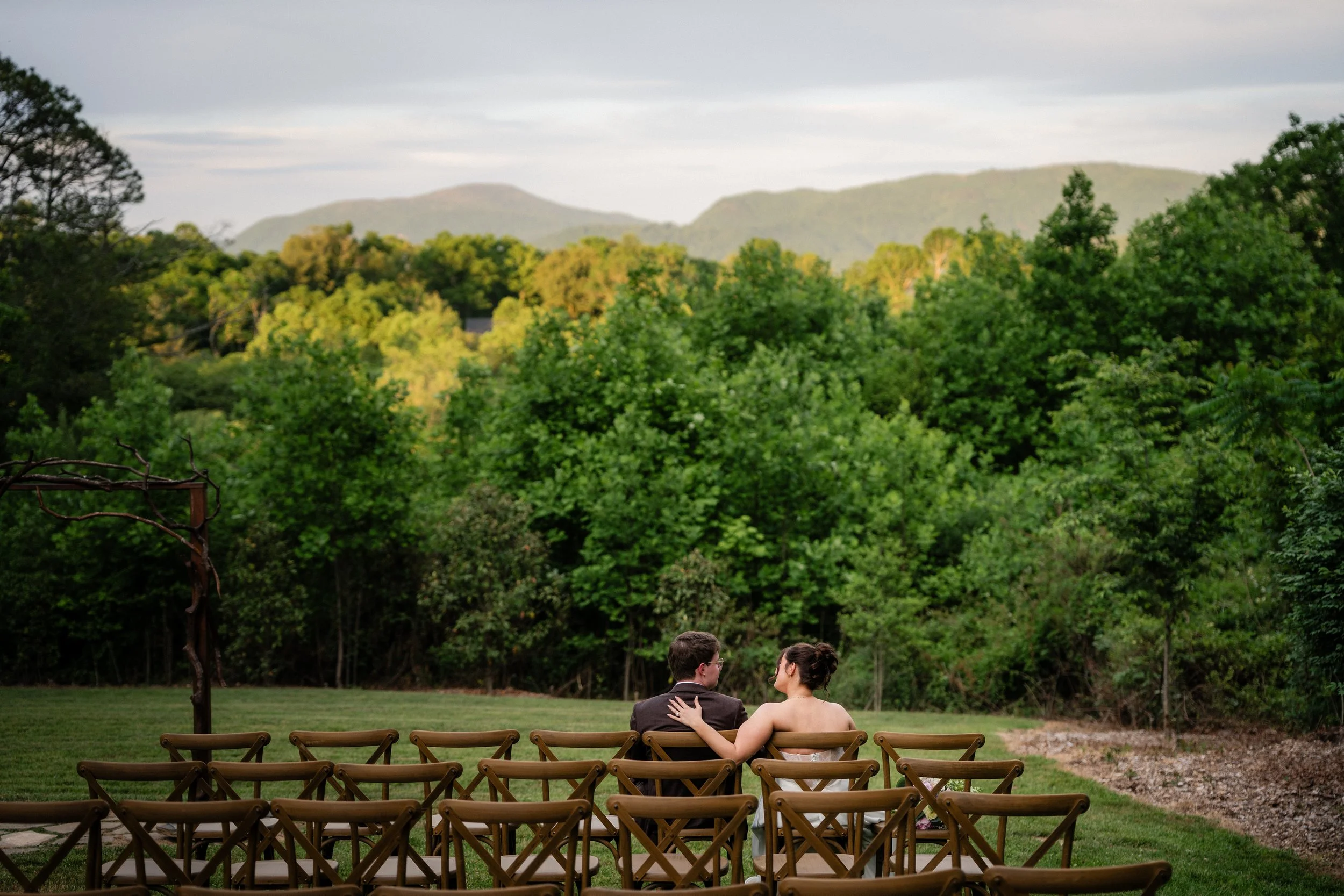 Blue Ridge Mountain scenery surrounding an Asheville wedding after Hurricane Helene.