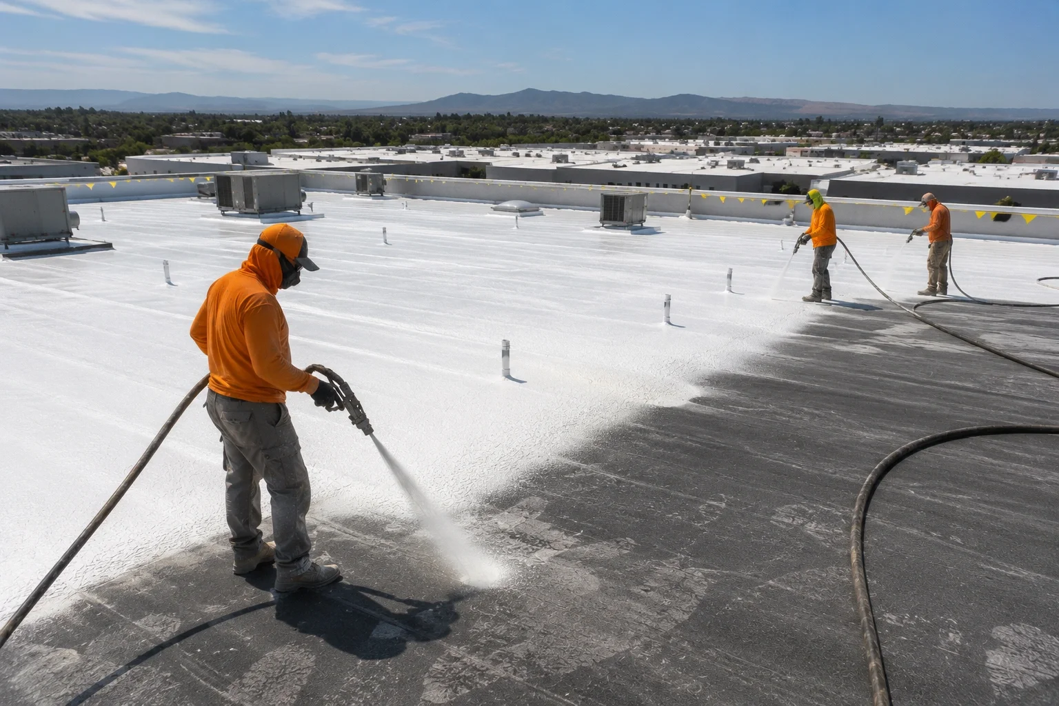 Professional spray foam roofing installation by contractors