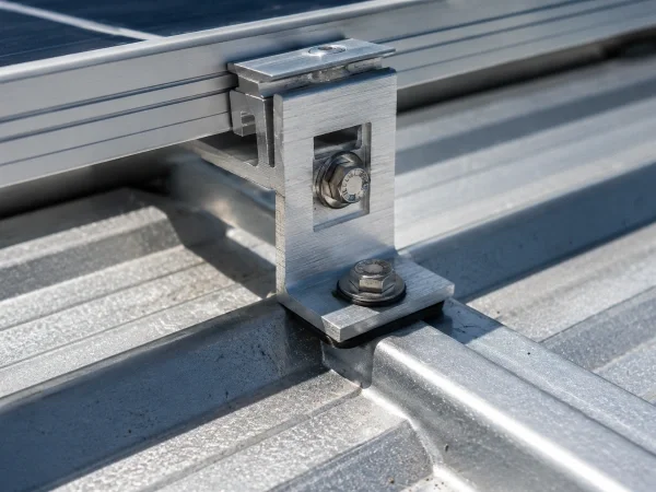 Gasketed solar bracket sealed on the rib of a corrugated metal roof