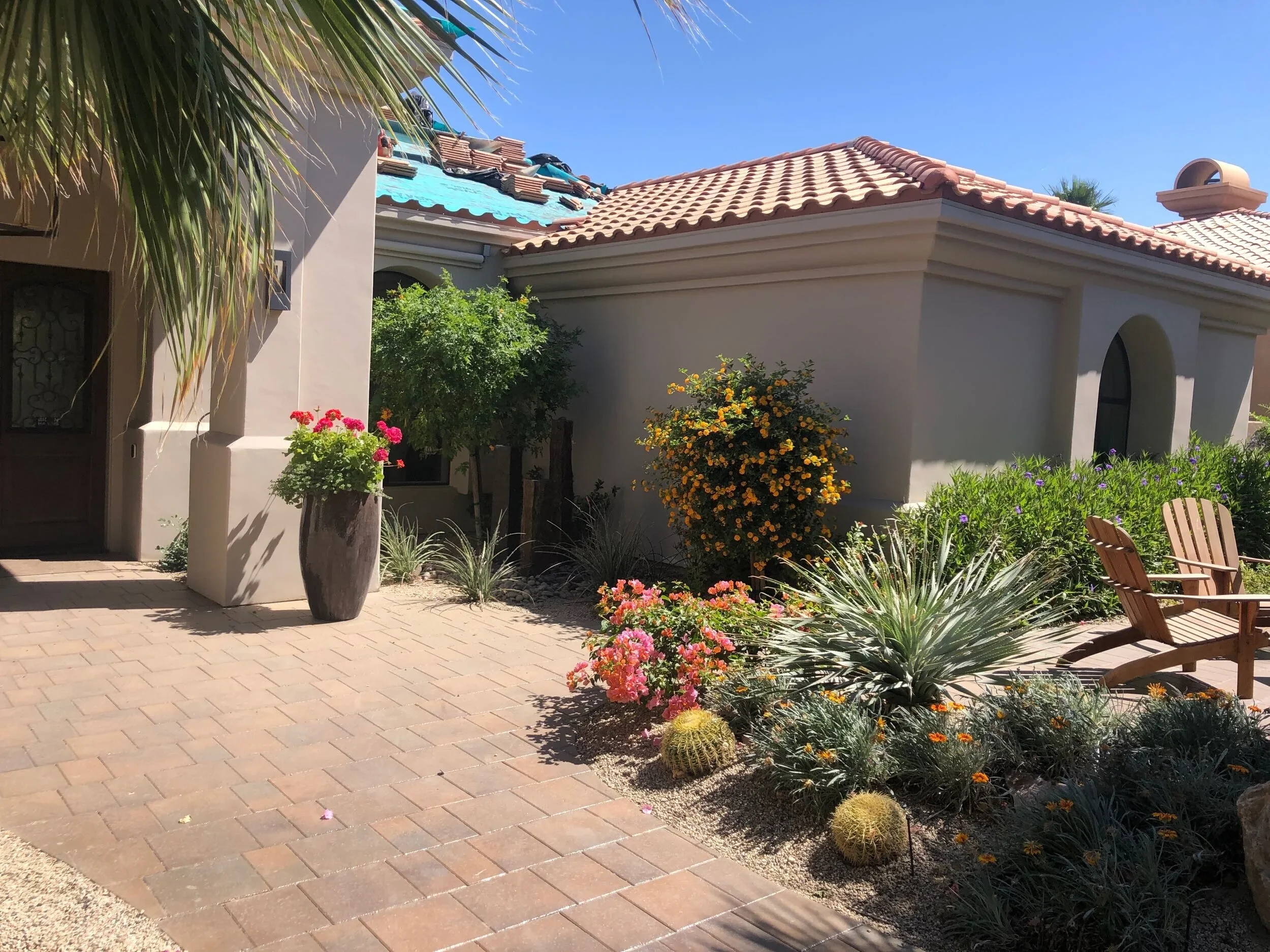 Residential home with tile roofing in a service area