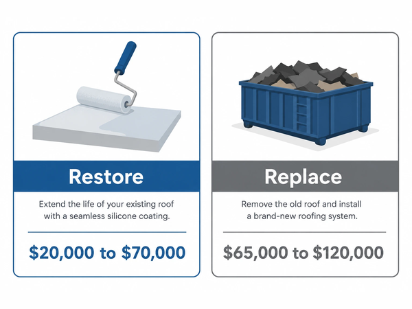 Roof restoration vs replacement cost comparison for flat roofs