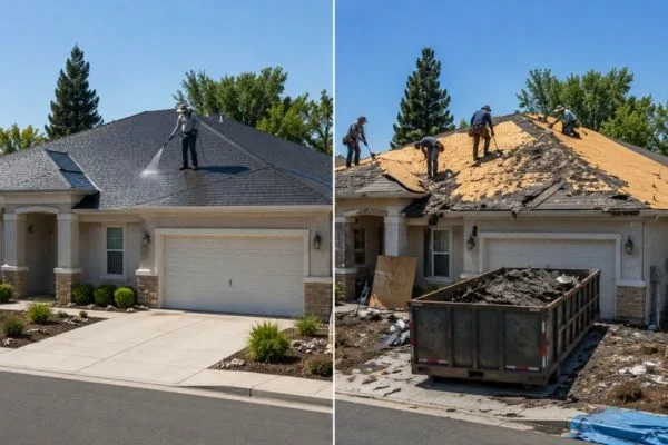 Roof rejuvenation versus full replacement job comparison