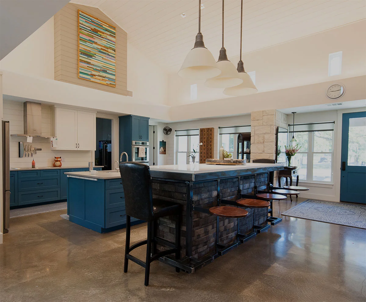 Main room - kitchen and eating island