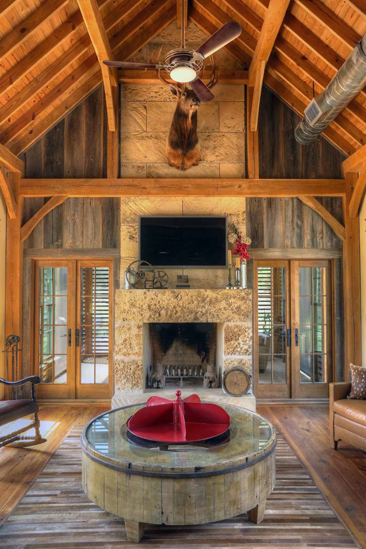  Living room with screened porch beyond    