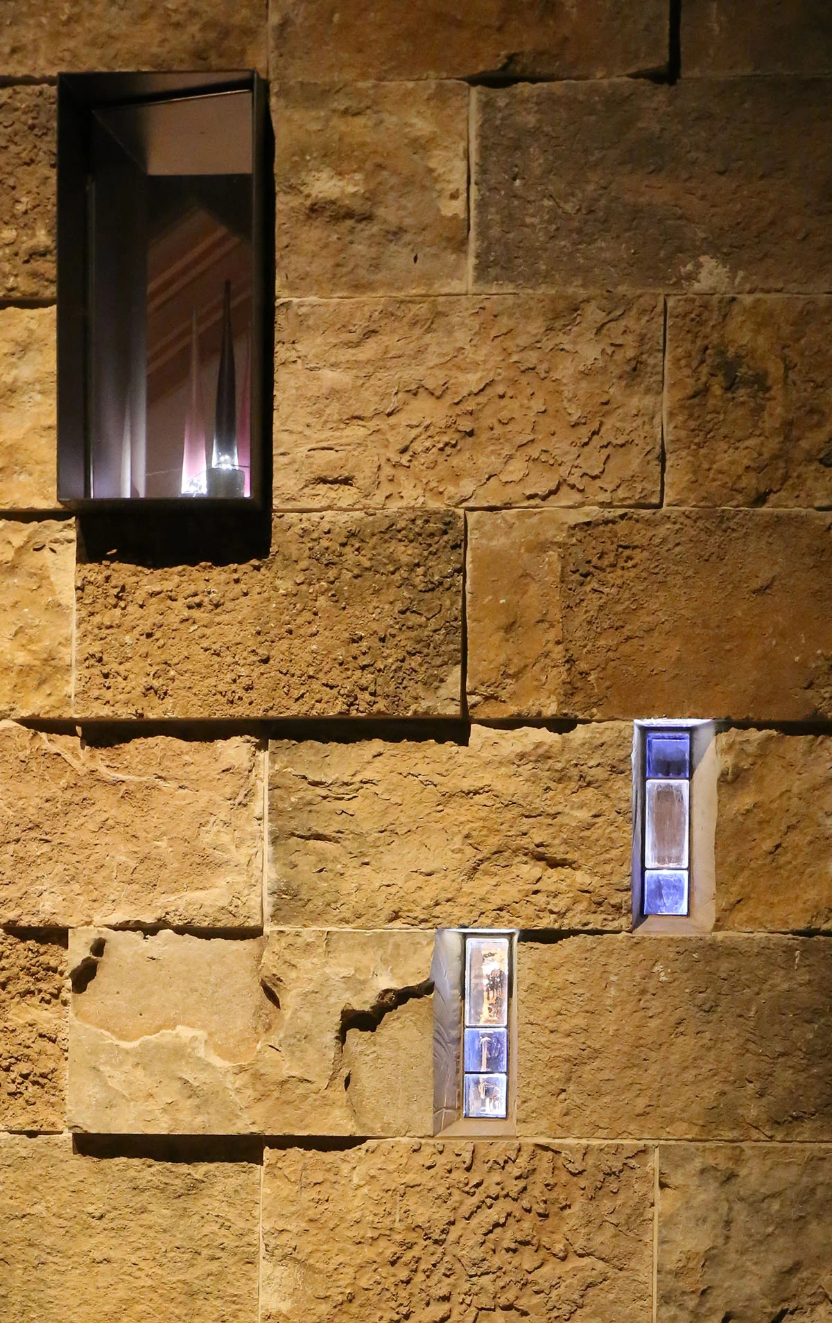 Roughback stone and glass plug inserts at night