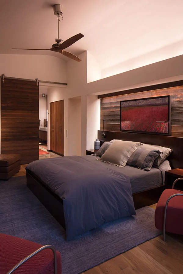 Master bedroom and master bath beyond