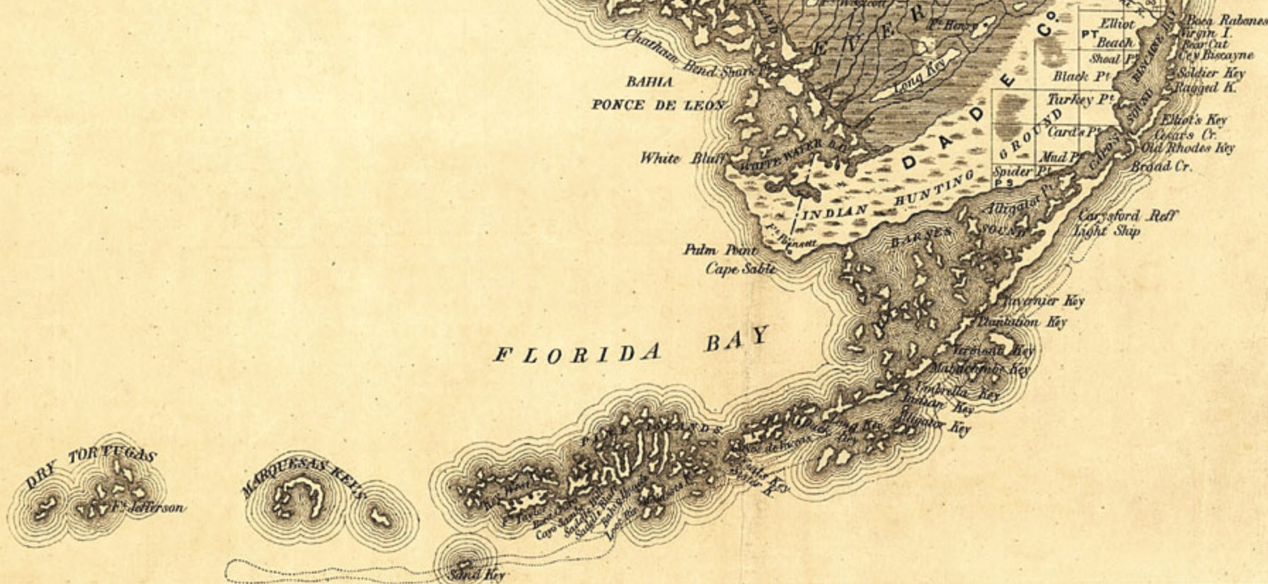 Historic map of the Florida Bay, keys, & Dry Tortugas
