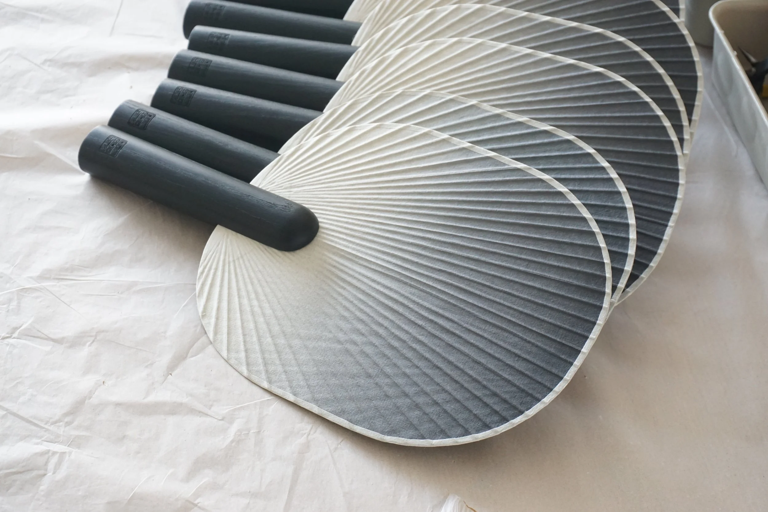 forest breeze monochrome fan displayed at an angle flat down