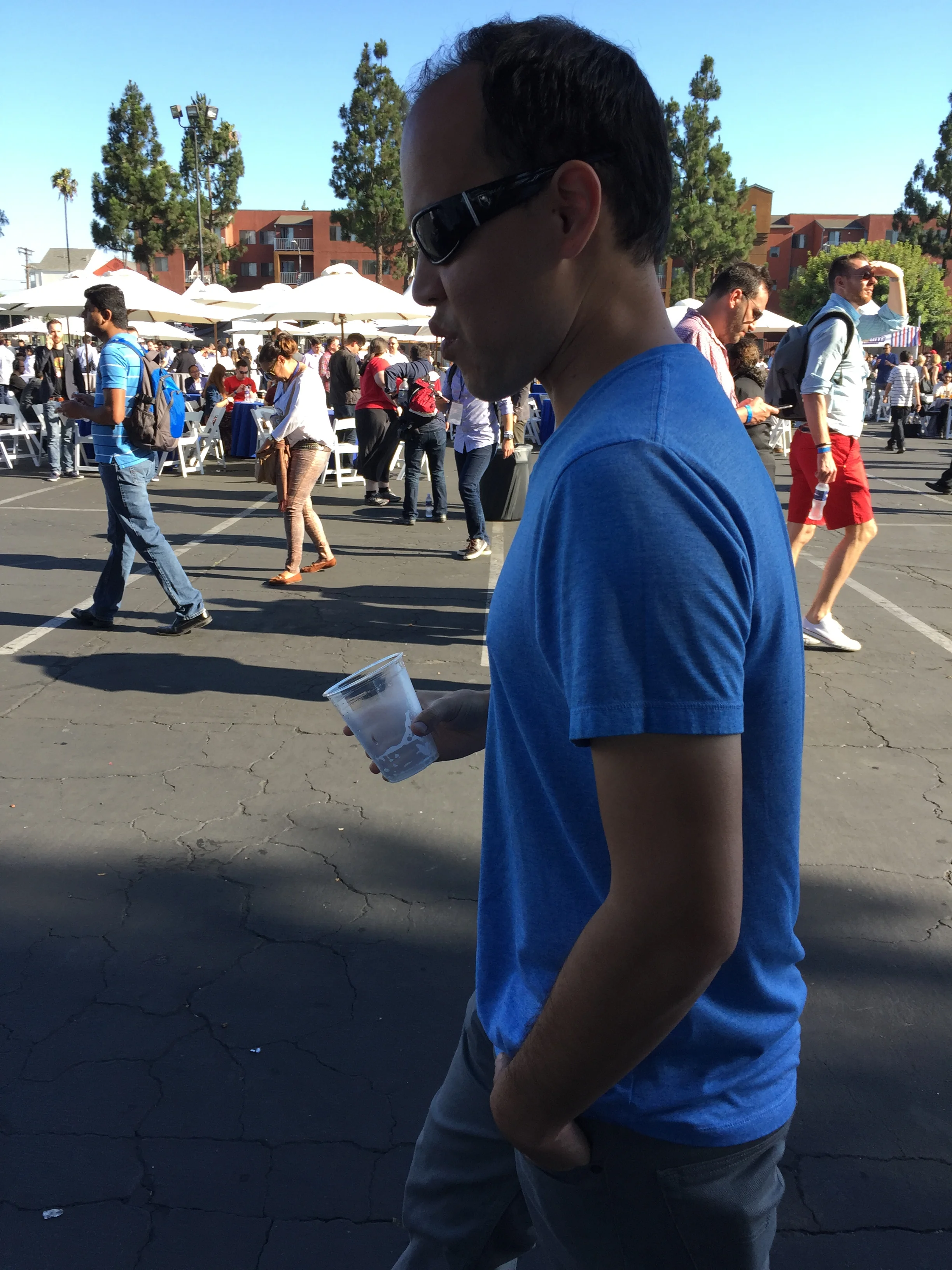 Brent outside PlayStation 2015 FREE ALCOHOL