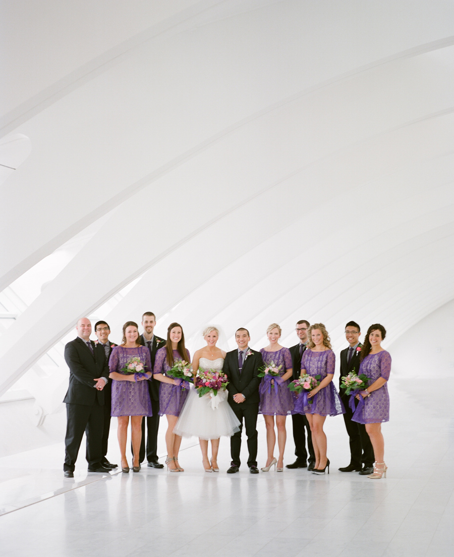 "milwaukee art museum wedding photos", "milwaukee wedding photographers", "purple wedding party", "purple wedding ideas"