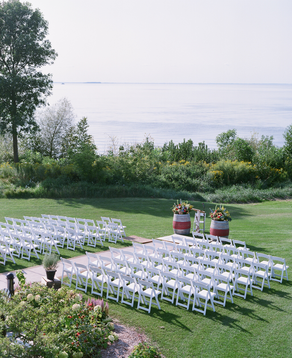 Door County Horseshoe Bay Wedding outdoor ceremony chairs