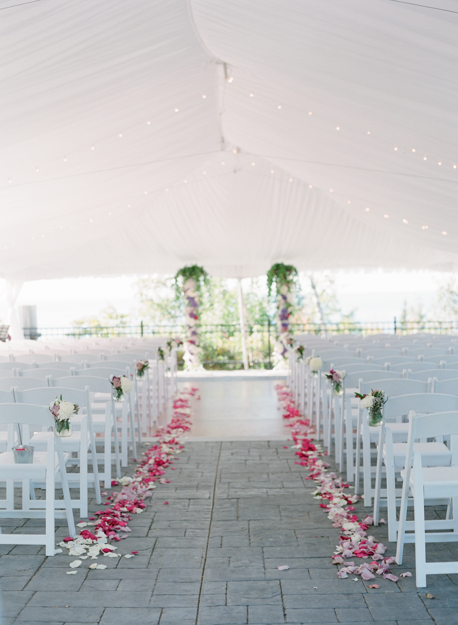 Horseshoe Bay Golf Club door county wi wedding ceremony in white tent