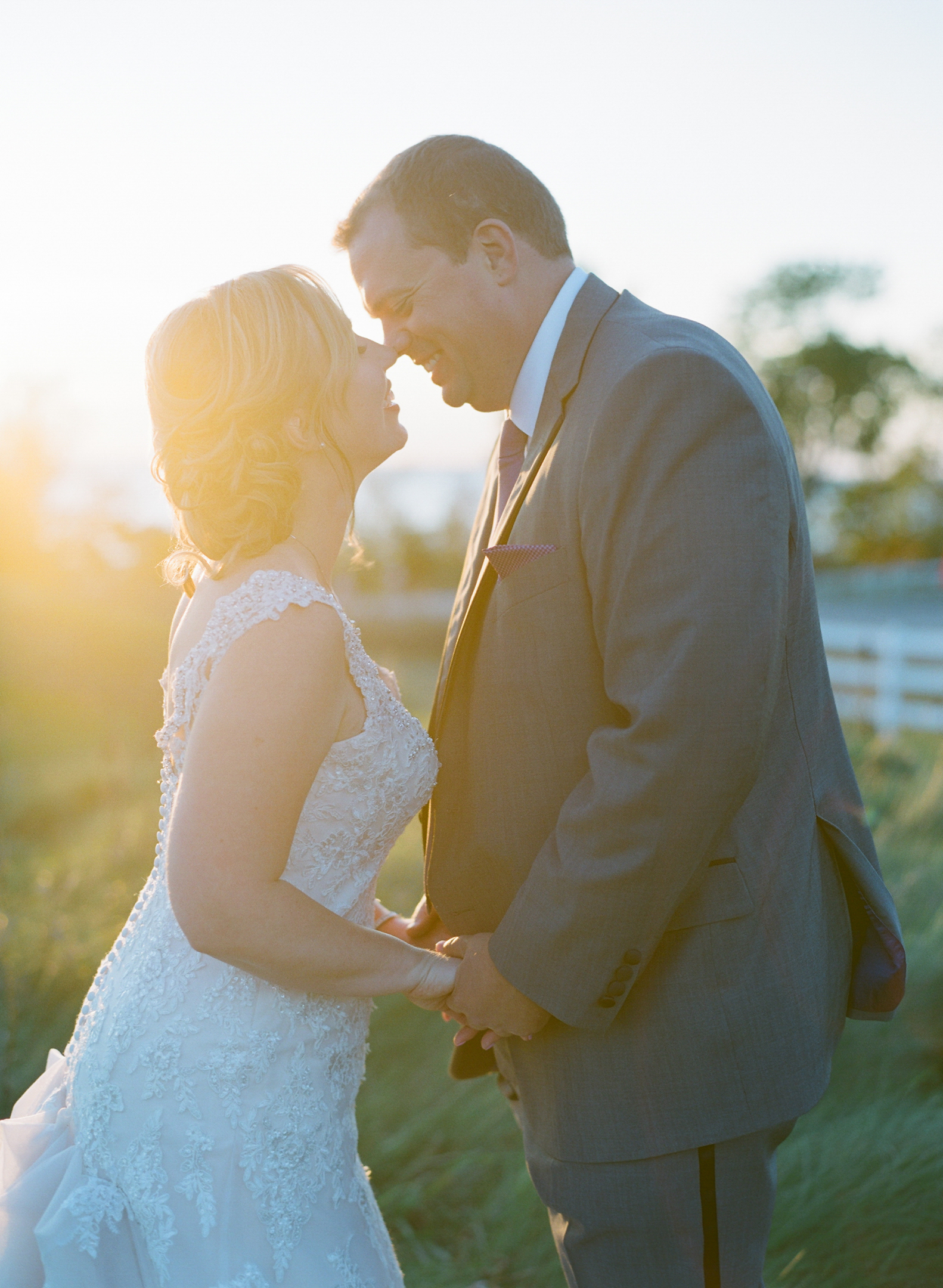 Bride and groom sunset portrait in Door County, WI