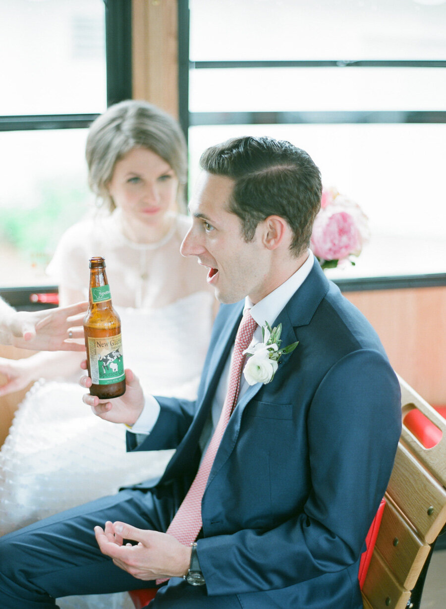 Spotted Cow on a Door County Trolly