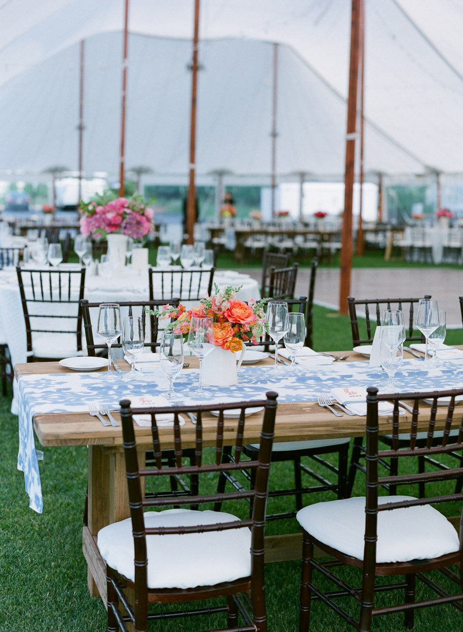 Sail cloth tent horseshoe bay beach club reception