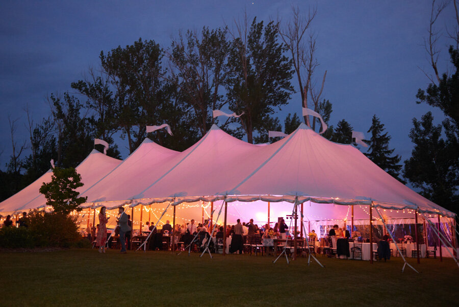 sail cloth tent at night in door county