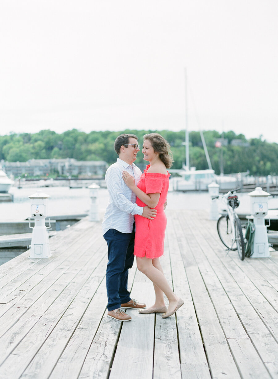 door county engagement portraits at sister bay marina