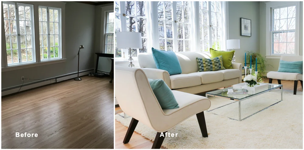 accent color for staging homes before and after photos