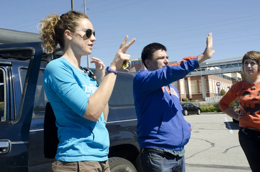 Rules of Engagement (2012), production still. Whitney Polich (L), José Guadalupe Garza (C), Erin Duhigg (R)