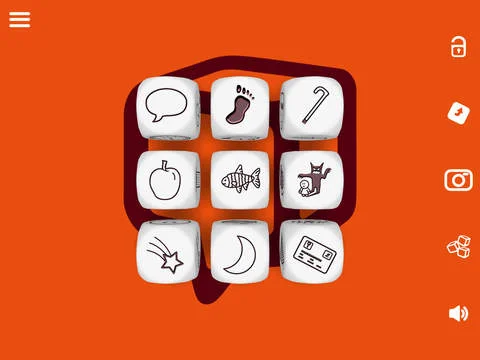 Screenshot from the Rory's Story Cubes app. Keep a few static and roll the rest for a plot twist or character revelation.