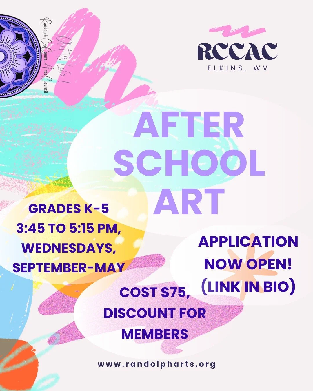 🤩🎨 After School Art at the Arts Center is back for another school year! 🤩🎨
😆 We're so pumped for another year of fostering a love & passion for the arts with our youth. This year's instructor, Katie Caldwell, plans to do just that! Each we