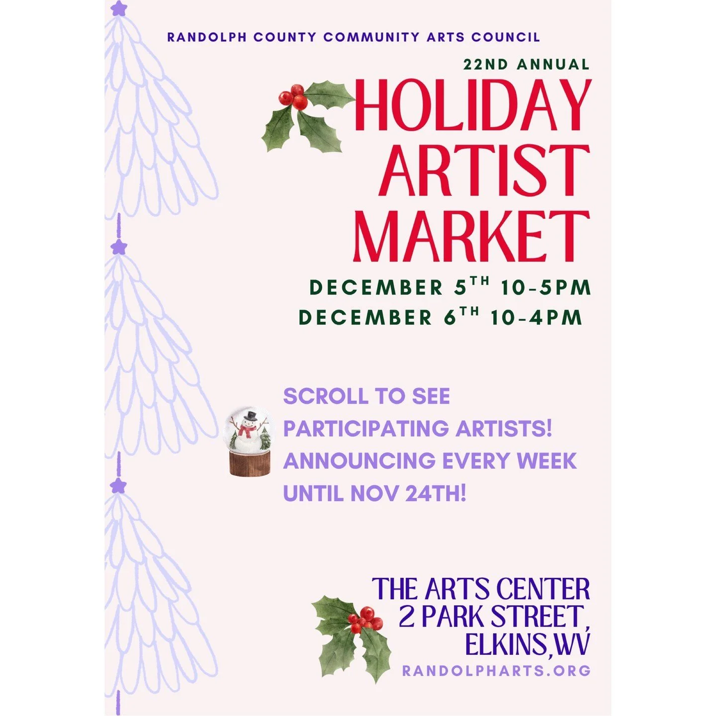 🥁 *drum roll please* 🥁 The Arts Center welcomes stained-glass artist, Stellathena Vartheyanyos Gregory, to the 22nd Annual Holiday Artist Market! 🎄👩&zwj;🎨 

🔍 Stellathena Vartheyanyos Gregory is a native and life-long resident of Braxton County