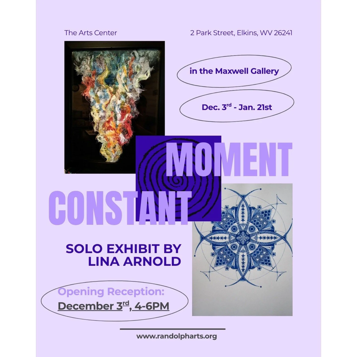 🎨❄️Beat the Winter blues; celebrate our LAST solo exhibition of 2025 with us!❄️🎨 

✨ Next Wednesday, from 4-6PM, gather with the community in the Maxwell Gallery for the opening reception of Lina Arnold's Solo Exhibition, &quot;Constant Moment.&quo